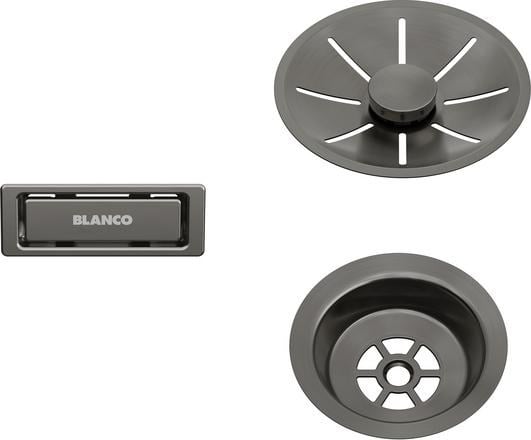 Blanco InFino drain set with C‑overflow, satin dark steel