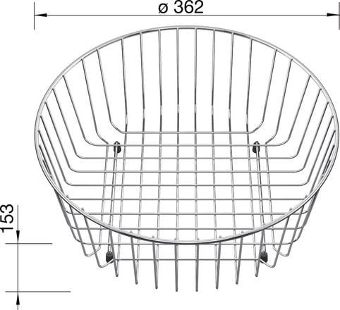 Stainless steel dish basket for RONDOSOL, RONDOSET, RONDOVAL, diameter 365 mm