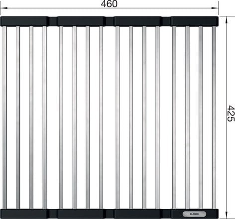 Stainless steel drop‑in grid Blanco KlappMatte 238482, 460 x 425 mm