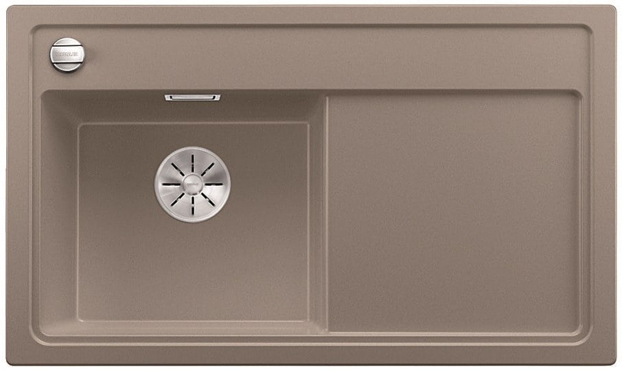 Kitchen sink Blanco Zenar 45 S Tartufo, left, with offset