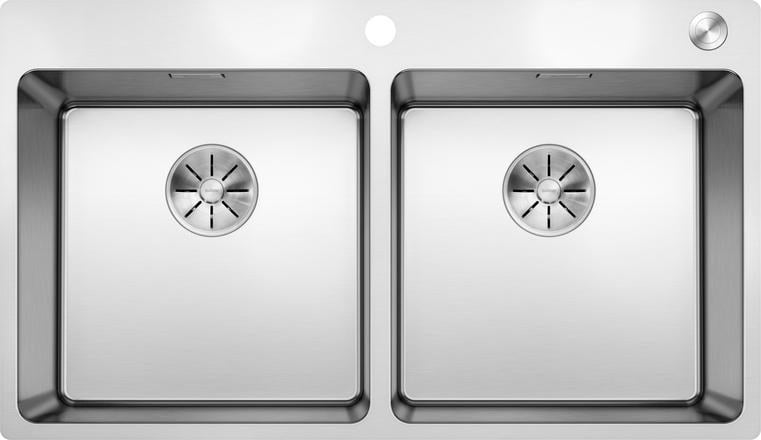 Blanco Andano 400 stainless steel kitchen double sink with eccentric PushControl, 525249