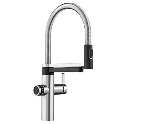Kitchen tap Blanco Evol‑S Pro PVD Steel, incl. filtration set