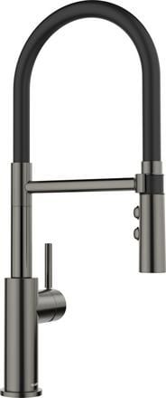 Kitchen tap Blanco CATRIS‑S Flexo satin dark steel with black shower hose HD