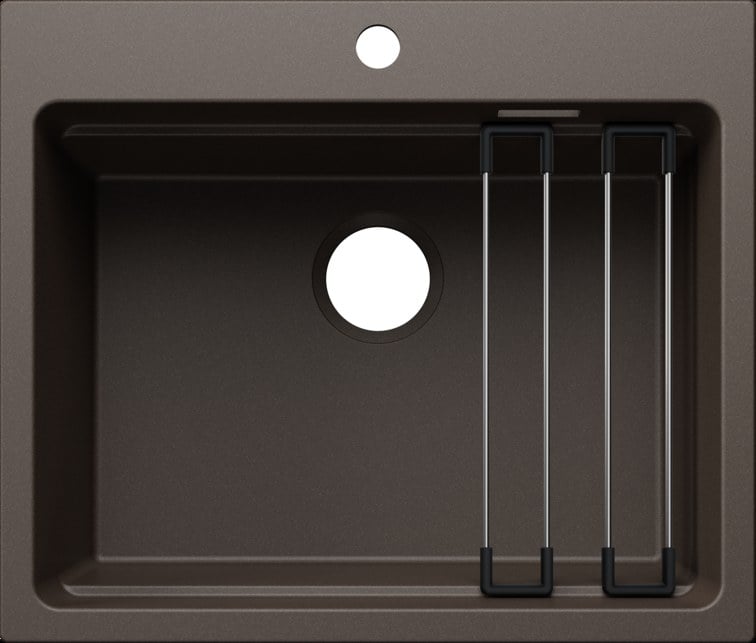 Kitchen sink Blanco ETAGON 6 InFino Silgranit coffee without drain tap + slides