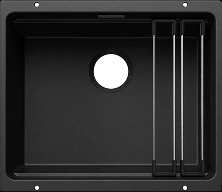 Kitchen sink Blanco ETAGON 500 U InFino Silgranit black without drain tap + slides