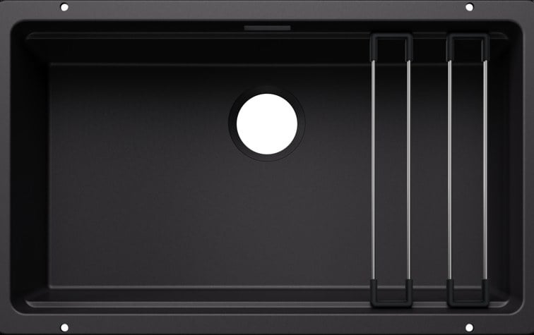 Kitchen sink Blanco ETAGON 700 U InFino Silgranit black without drain tap + slides