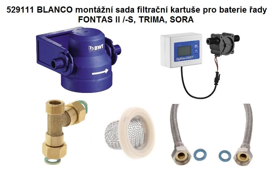 Installation kit for mounting filtration to taps for filtered water