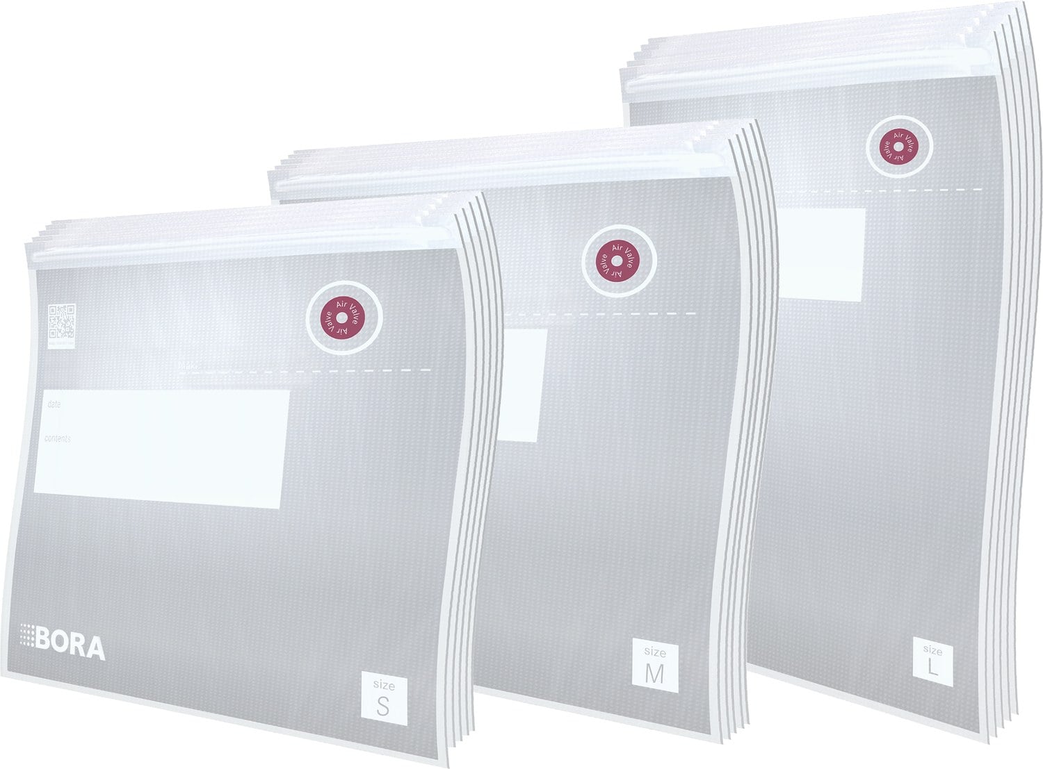 BORA QVac vacuum bag set (5× 0,6 liters, 5× 1,5 liters, 5× 2,1 liters)