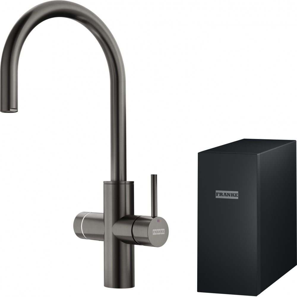 Kitchen tap with filtration system Franke Mythos Water Hub All in One Celonerez anthracite