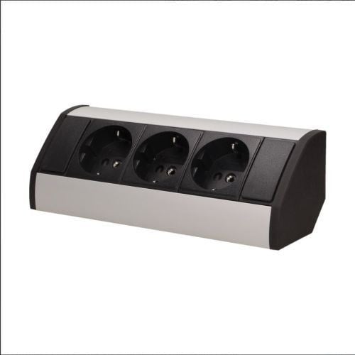Corner drawer system with 3 drawers, silver / plastic, BOTTOM MOUNTING NOT POSSIBLE