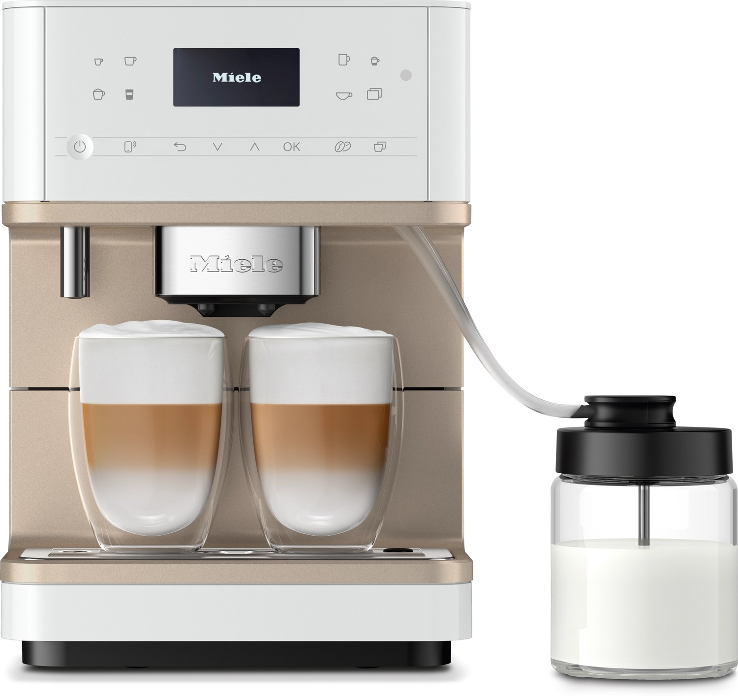 Freestanding coffee machine Miele CM6360 in lotus white