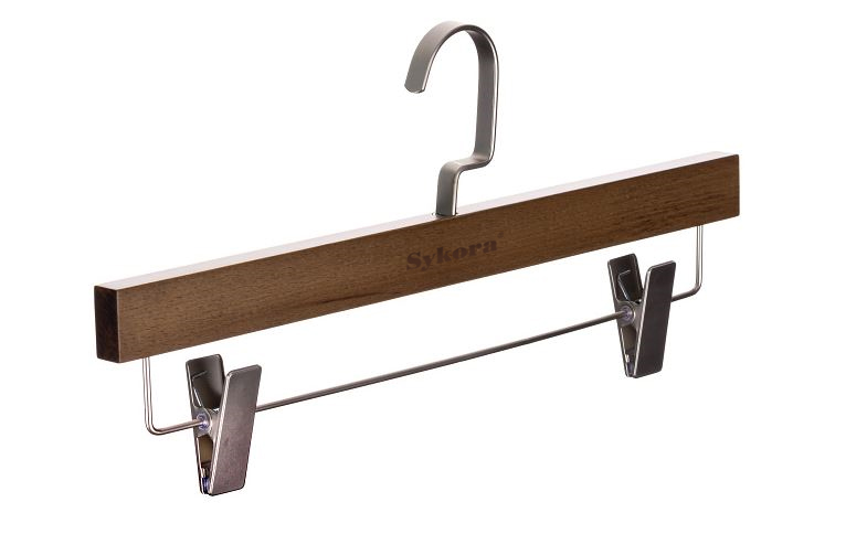 Men's trouser hanger, brown (beech), logo Sykora®