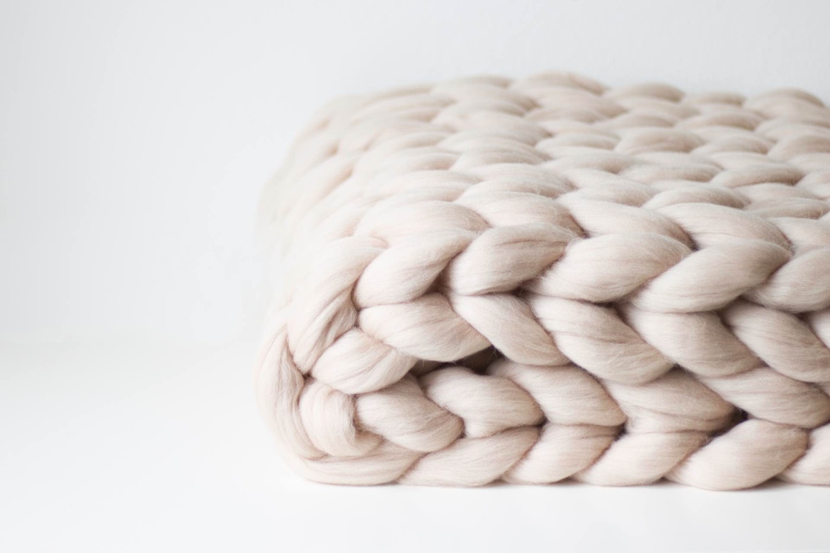 Pletená merino deka - béžová 200 x 150