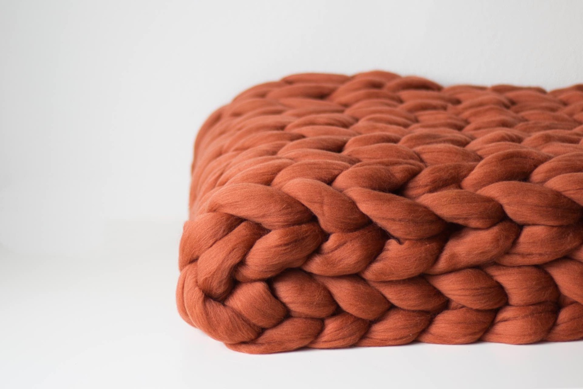 Pletená merino deka - cihlová 200 x 150