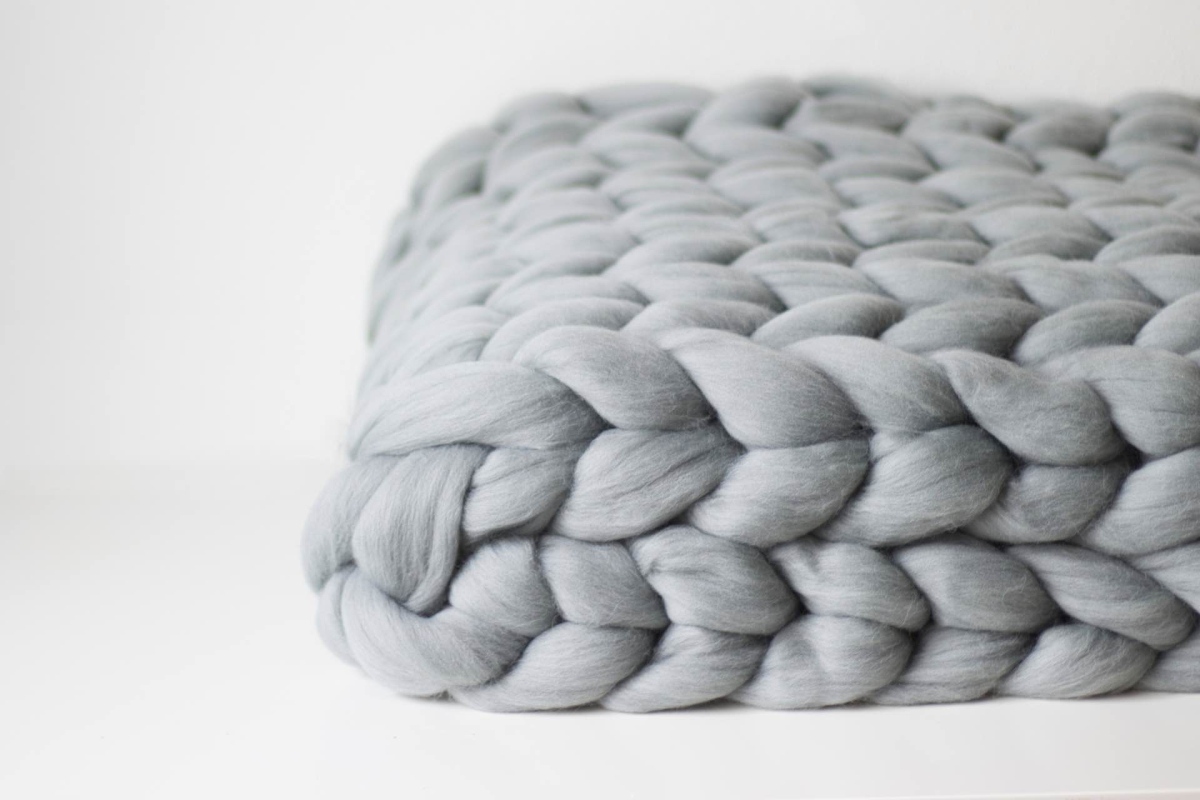 Pletená merino deka - měsíční šedá 150 x 90