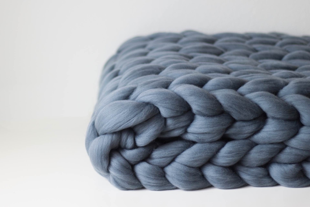 Pletená merino deka - ocelově šedá 200 x 150