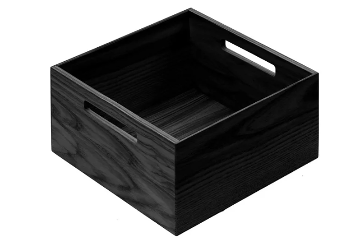 Wooden box with handles, LiniQ, black ash 236x236x120 black ash