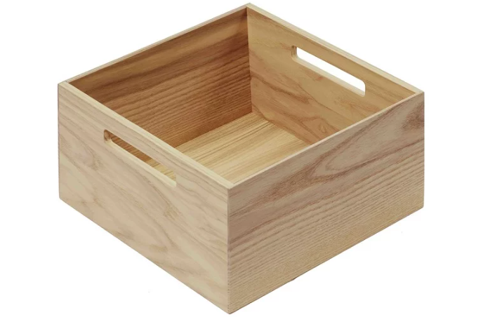 Wooden box with handles, LiniQ, light oak 236x236x120 light oak