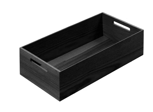 Wooden box with handles, LiniQ, black ash 234x472x120 black ash