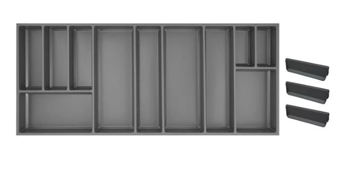 Agoform Sky storage unit + 3 dividers, carcass width 1200 mm, plastic slate gray