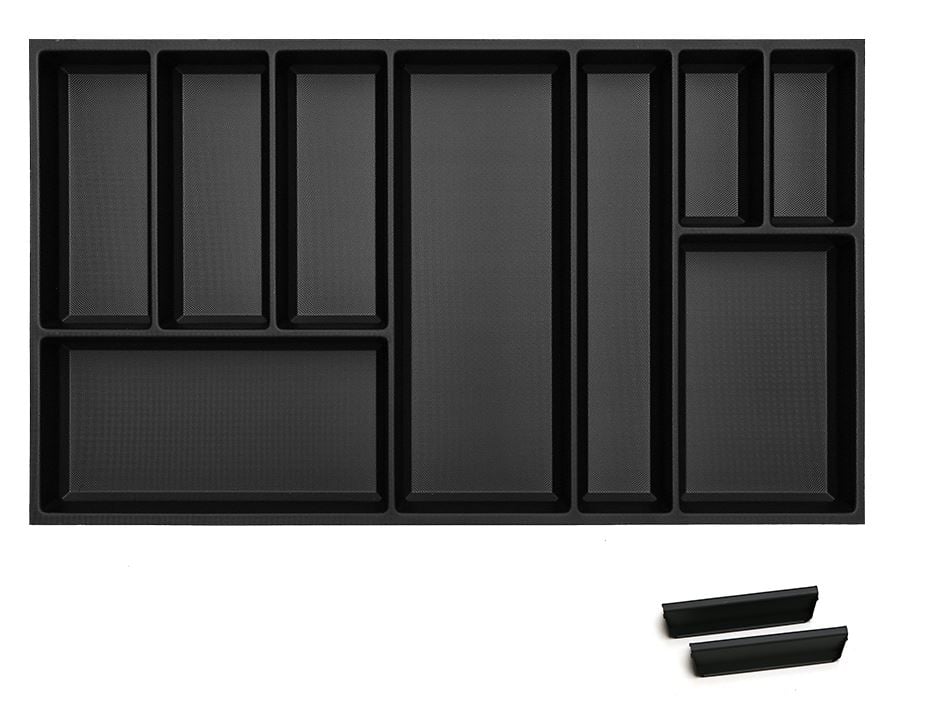 Pantry Sky Kristall softTouch + 2 dividers, carcass width 900 mm, black