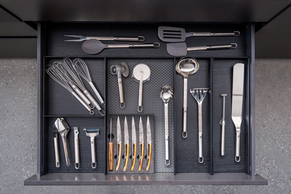 Set of internal drawer organizers 900 mm made of ash wood
