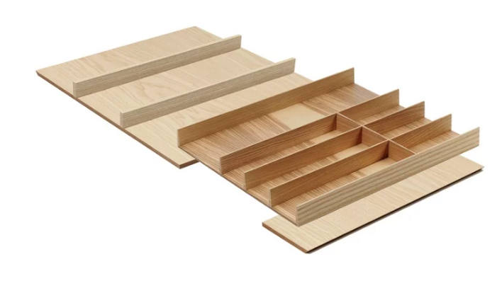 Cutlery insert for drawer 800 - 900 mm, LiniQ , light oak