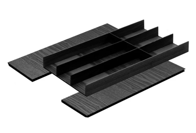 Cutlery insert for drawer 400 - 450 mm, LiniQ, black ash