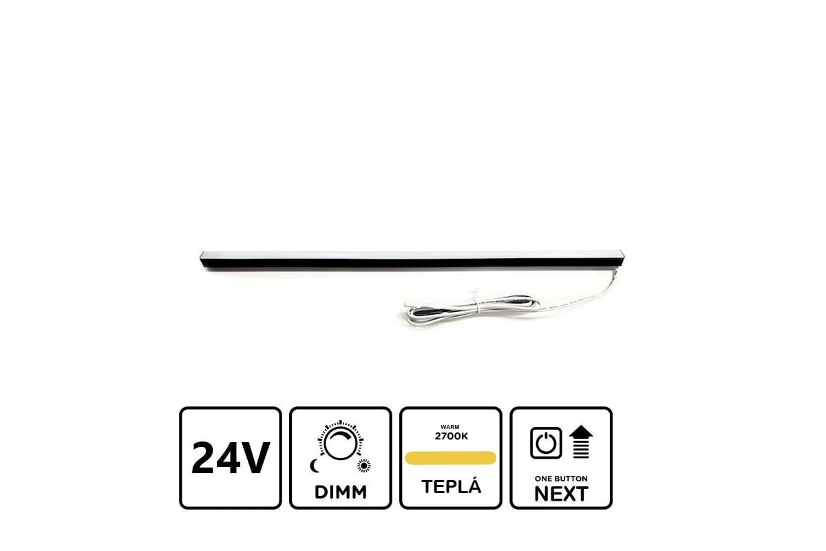 LED-Leuchte Aufgesetzte BLACK 3000k, 5,6W/m, 24VDC, WEISS KABEL DL 24 2M