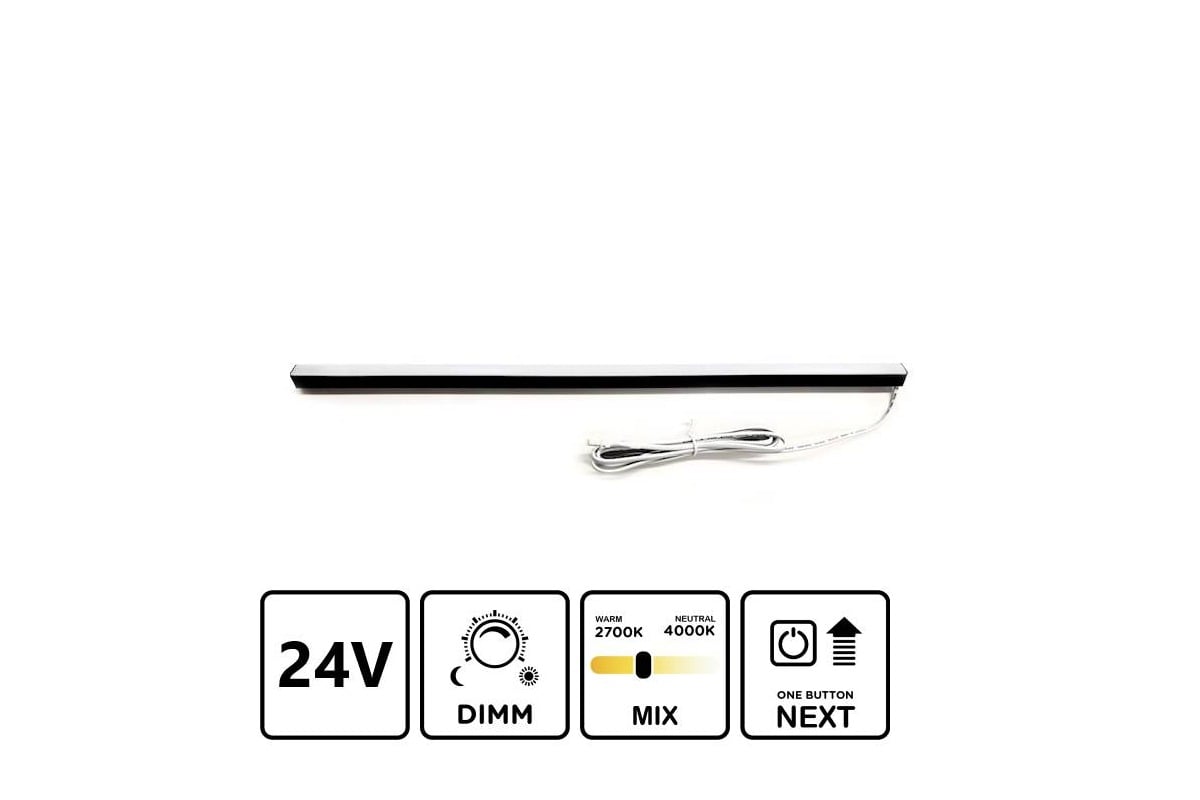 Svitidlo LED BLACK 2700k-4000K, 10W/m, 24VDC, BÍLÝ KABEL DL 24 3m