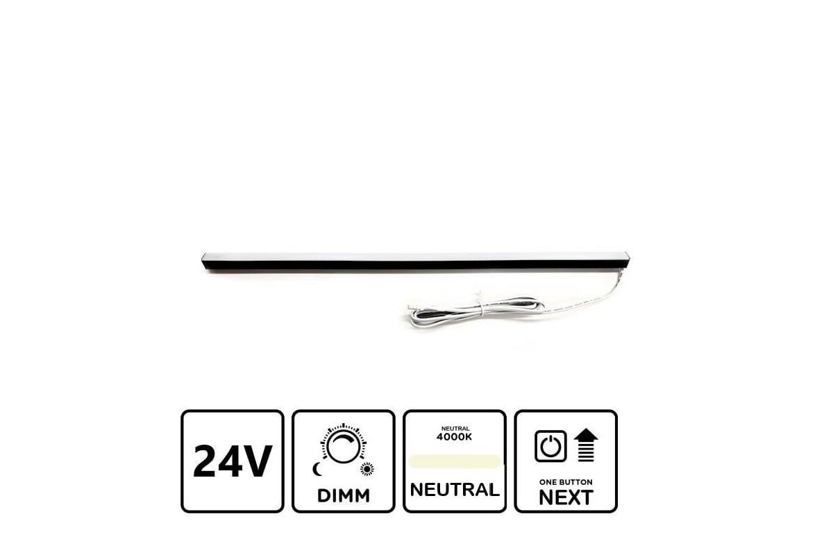 Leuchte LED BLACK 4000k, 5,6W/m, 24VDC, weißer Kabel DL 24 2m