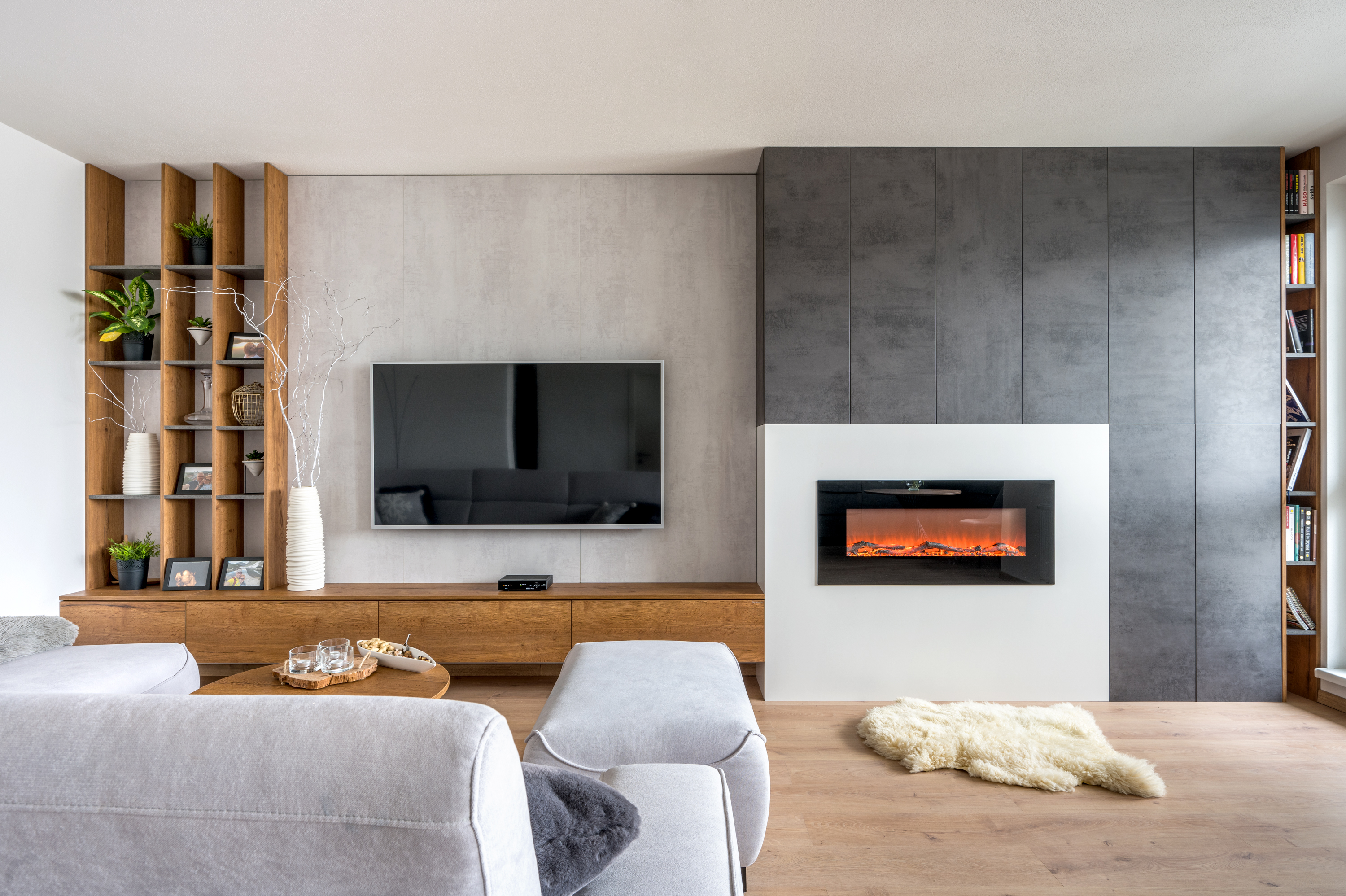 Obývací pokoj Beton Slate Grey | Cognac
