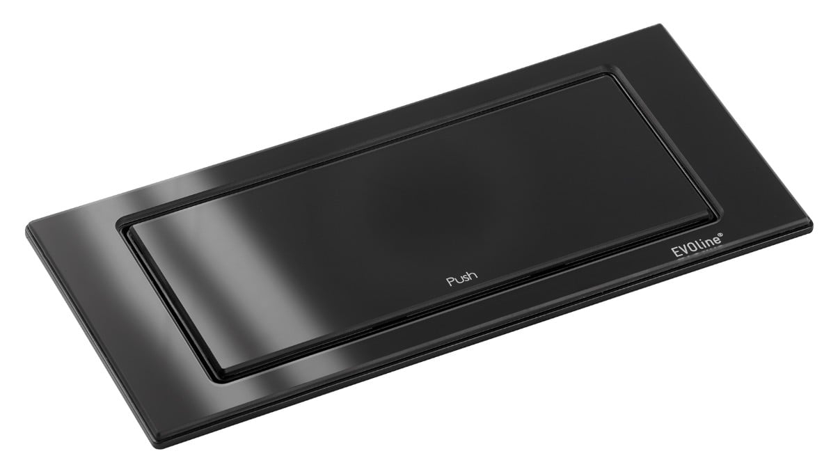 Stecksystem für PD, 2x Steckdose+USB-C, SCHWARZ GLANZ, GLAS, UNTERMONTAGE NICHT MÖGLICH