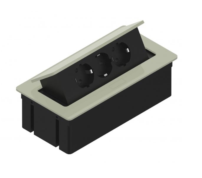 Drawer system with 3 drawers, flat opening, Silver, BOTTOM MOUNTING NOT POSSIBLE