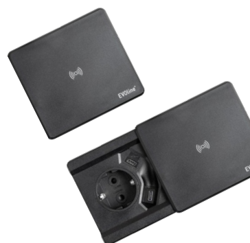 Stecksystem, Square80, Qi schwarz , USB-C, UNTERBAU MONTAGE NICHT MÖGLICH